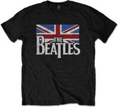 The Beatles Kinder Tshirt -Kids tm 8 jaar- Drop T Logo & Vintage Flag Zwart