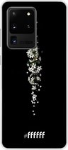 6F hoesje - geschikt voor Samsung Galaxy S20 Ultra -  Transparant TPU Case - White flowers in the dark #ffffff