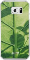 Samsung Galaxy S6 Edge Hoesje Transparant TPU Case - Leaves Macro #ffffff