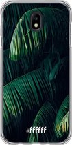 6F hoesje - geschikt voor Samsung Galaxy J7 (2017) -  Transparant TPU Case - Palm Leaves Dark #ffffff
