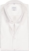 Seidensticker regular fit overhemd - korte mouw met button-down kraag - wit - Strijkvrij - Boordmaat: 47