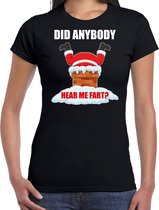 Fun Kerst shirt / Kerst t-shirt Did anybody hear my fart zwart voor dames - Kerstkleding / Christmas outfit XS