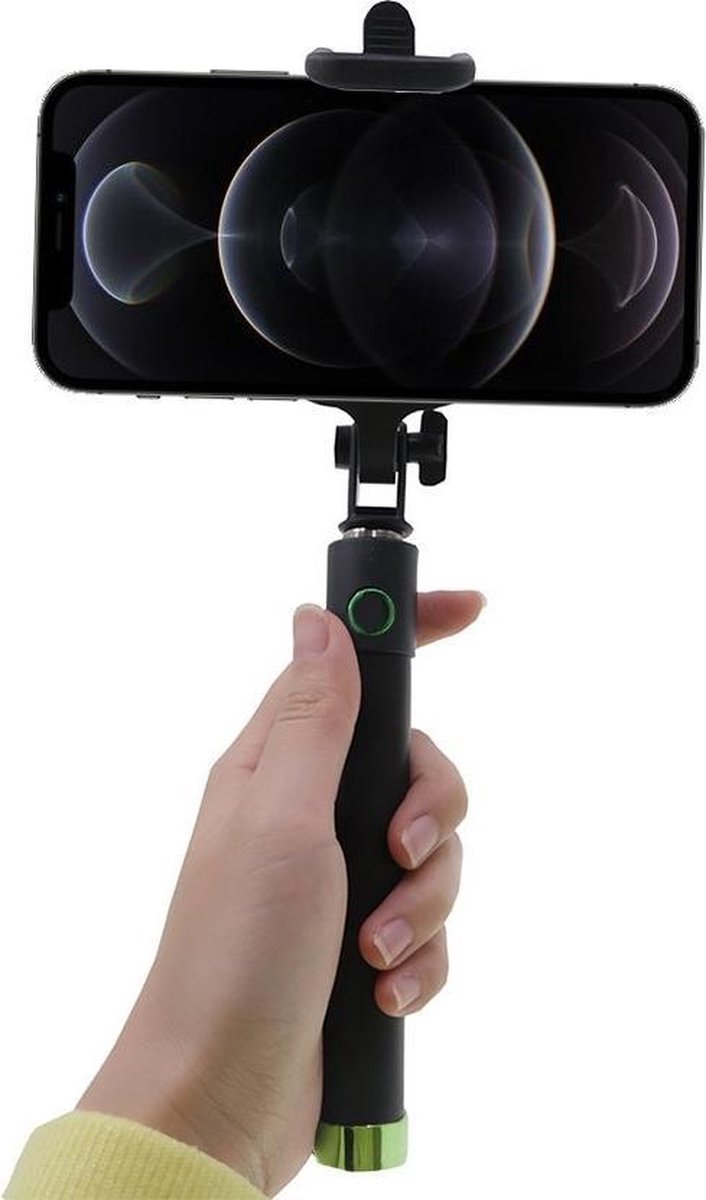 Shop4 iPhone 12 Pro Selfie Stick Bluetooth Groen
