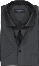 CASA MODA modern fit overhemd - korte mouw - antraciet grijs - Strijkvriendelijk - Boordmaat: 40