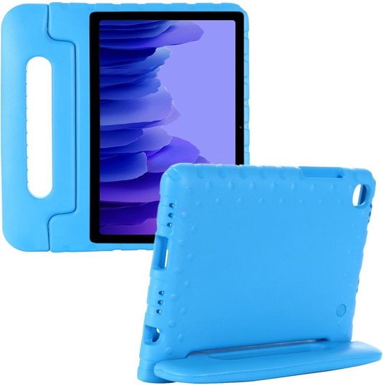 Hoes Kinderen Geschikt voor Samsung Tab A7 - Kids proof back cover - Draagbare tablet kinderhoes met handvat - Blauw