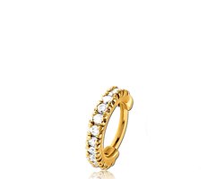 foto van Lucardi Dames Traguspiercing goldplated clicker zirkonia - Piercing - Cadeau voor vrouwen - Staal - Goudkleurig
