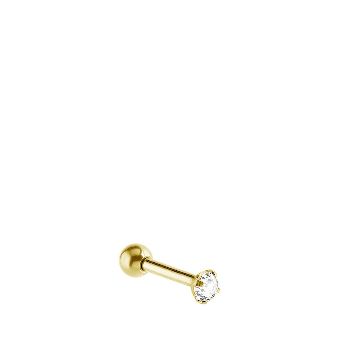 Lucardi Dames Traguspiercing met zirkonia - Piercing - Cadeau - Staal - Goudkleurig