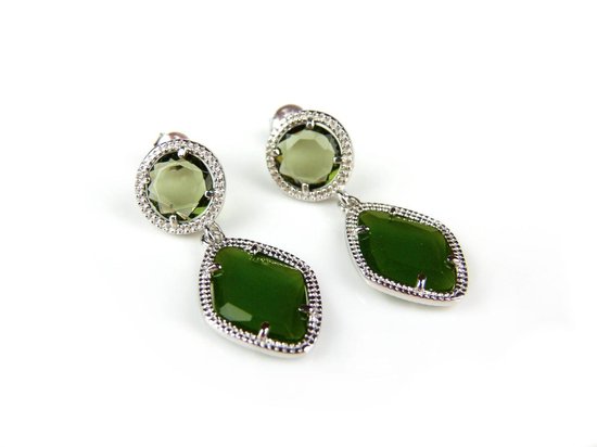 Boucles d'oreilles pendantes vert kaki femme