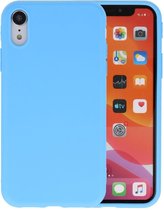 Premium Color Bescherming Telefoonhoesje - Backcover Hoesje - Achterkant Hoesje - Geschikt voor iPhone XR - Licht Blauw