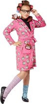 Smiffy's - Bejaard Kostuum - Kattenvrouwtje Badjas Kostuum Meisje - Blauw, Roze - Medium - Carnavalskleding - Verkleedkleding