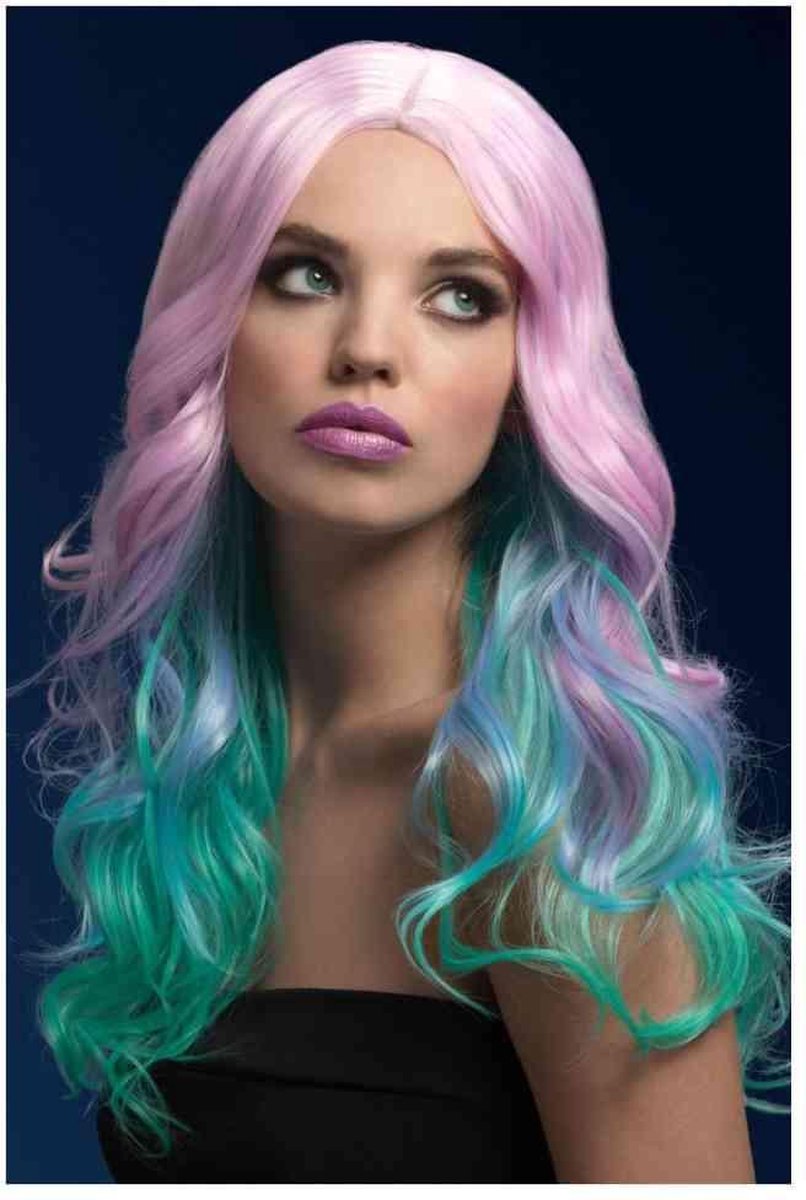 Beach Waves pruik pastel, middenscheiding - Kostuum pruik voor carnaval