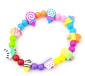 Armbandje voor kinderen meisjes kralenarmband met snoep en ijsjes fimoklei multicolor
