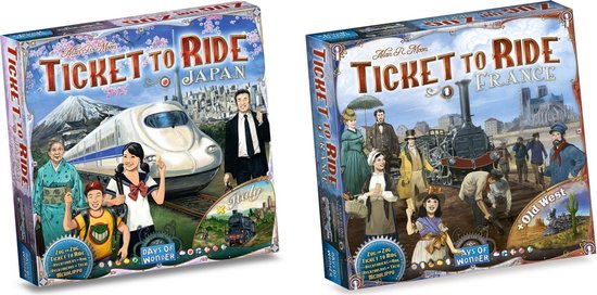 Afbeelding van het spel Ticket to Ride Spellenbundel - 2 stuks - Uitbreidingen - Japan + Italie & Frankrijk + Old West