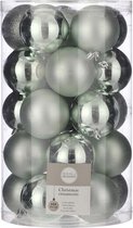 Onbreekbare kunststof kerstballen mint groen pakket 25-delig - Mintgroene kerstballen 8 cm - Kerstboomversiering