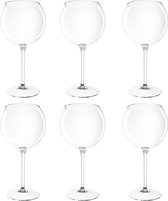 Set van 12x rode wijn/gin tonic ballon glazen transparant 650 ml onbreekbaar kunststof - Herbruikbaar - Wijnen wijnliefhebbers drinkglazen