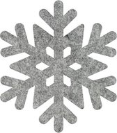 Sneeuwvlok 3 vilt onderzetters  - Gemeleerd grijs - 6 stuks - ø 9,5 cm - Kerst onderzetter - Tafeldecoratie - Glas onderzetter - Woondecoratie - Tafelbescherming - Onderzetters voor glazen - Keukenbenodigdheden - Woonaccessoires - Tafelaccessoires
