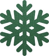 Sneeuwvlok 3 vilt onderzetters  - Donkergroen - 6 stuks - ø 9,5 cm - Kerst onderzetter - Tafeldecoratie - Glas onderzetter - Woondecoratie - Tafelbescherming - Onderzetters voor gl