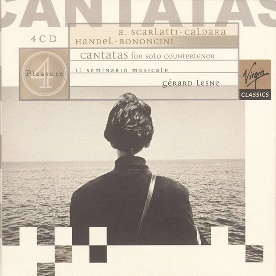 4 CD's Cantatas for Solo Countertenor, Il Seminario Musicale, Gérard Lesne, Virgin Classics. Persoon kijkt naar de zee.