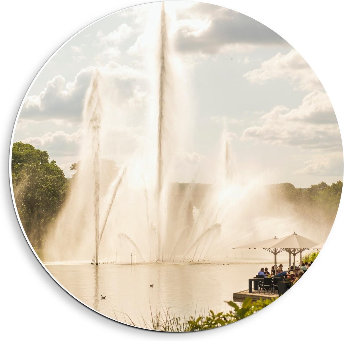 Forex Wandcirkel - Waterfontein - 40x40cm Foto op Wandcirkel (met ophangsysteem)
