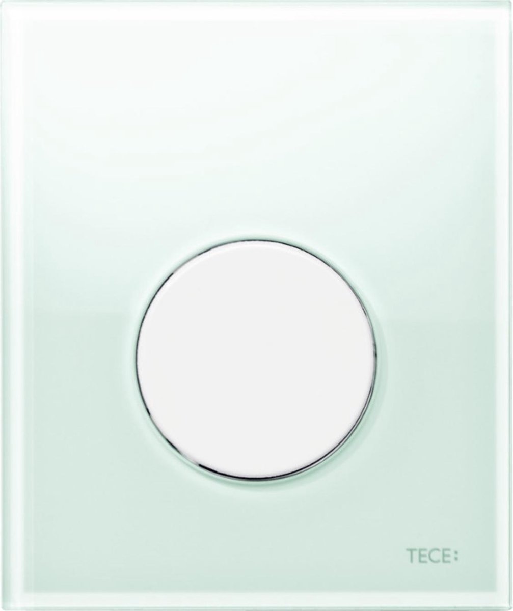 Urinoir Bedieningsplaat TECE Loop Glas Mintgroen 10,4x12,4 cm (met witte toets)