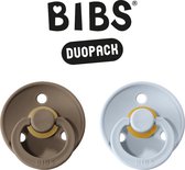 BIBS Fopspeen - Maat 2 (6-18 maanden) DUOPACK - Dark Oak & Baby Blue - BIBS tutjes - BIBS sucettes