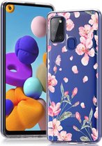 iMoshion Hoesje Siliconen Geschikt voor Samsung Galaxy A21s - iMoshion Design hoesje - Roze / Transparant / Blossom Watercolor