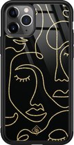 iPhone 11 Pro Max hoesje glass - Abstract faces | Apple iPhone 11 Pro Max  case | Hardcase backcover zwart