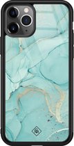 iPhone 11 Pro Max hoesje glass - Marmer mint groen | Apple iPhone 11 Pro Max  case | Hardcase backcover zwart