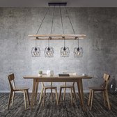 Paul Neuhaus mediena - Industriele Grote hanglamp voor boven de eettafel | in eetkamer - 4 lichts - L 120 cm - Zwart - Industrieel - Woonkamer | Slaapkamer | Keuken