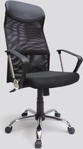Domo Meubelen Bureaustoel - Kantoorstoel met Wieltjes - Chrome Onderstel - Met Vaste Armen - In Hoogte Verstelbaar - Zwar