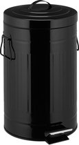 Relaxdays pedaalemmer retro - 12 liter - afvalemmer & binnenemmer - prullenbak met deksel - zwart