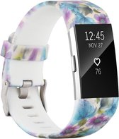 Bandje Voor Fitbit Charge 2 - Print Sport Band - Blauwe Bloem (Veelkleurig) - Maat: SM - Horlogebandje, Armband