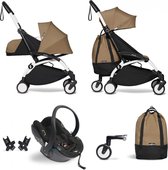 Babyzen YOYO² buggy COMPLEET vanaf de geboorte inclusief YOYO² BeSafe autostoel zwart  en YOYO Bag -  toffee met frame wit