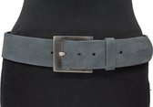 Dames riem grijs nubuck 5 cm breed - Grijs  - Echt Leer / nubuck - Taille: 100cm - Totale lengte riem: 115cm