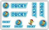 fietsstickers Ducky junior 14 x 20 cm papier blauw