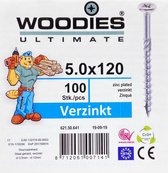 Woodies schroeven 5.0x120 verzinkt PZD 2 deeldraad 100 stuks