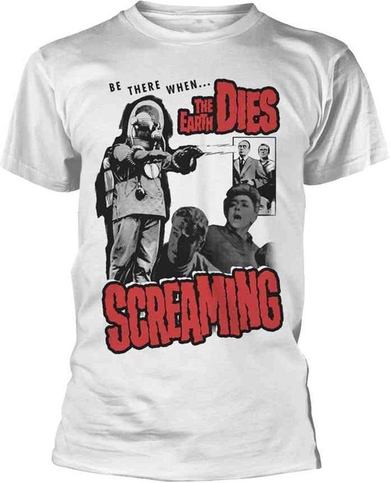 Plan 9 Unisex Tshirt -S- THE EARTH DIES SCREAMING (WHITE) Wit
