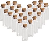 60x Kleine transparante bruiloft cadeau flesjes met kurken dop 10 ml van glas - huwelijk bedankjes