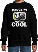 Dieren dassen sweater zwart kinderen - badgers are serious cool trui jongens/ meisjes - cadeau das/ dassen liefhebber 14-15 jaar (170/176)