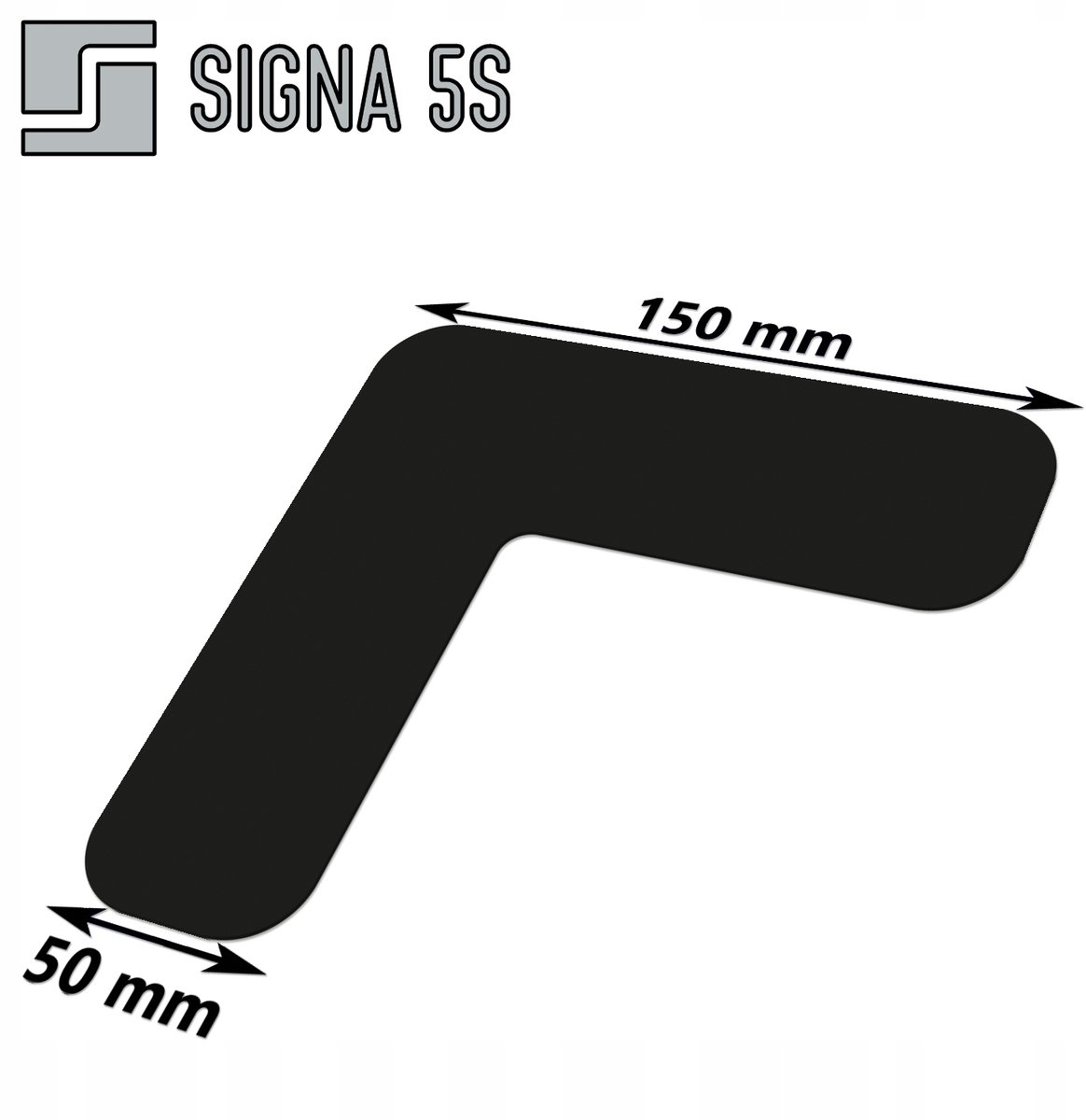 SIGNA 5S Vloermarkering Hoek LD 50 150x150mm Zwart