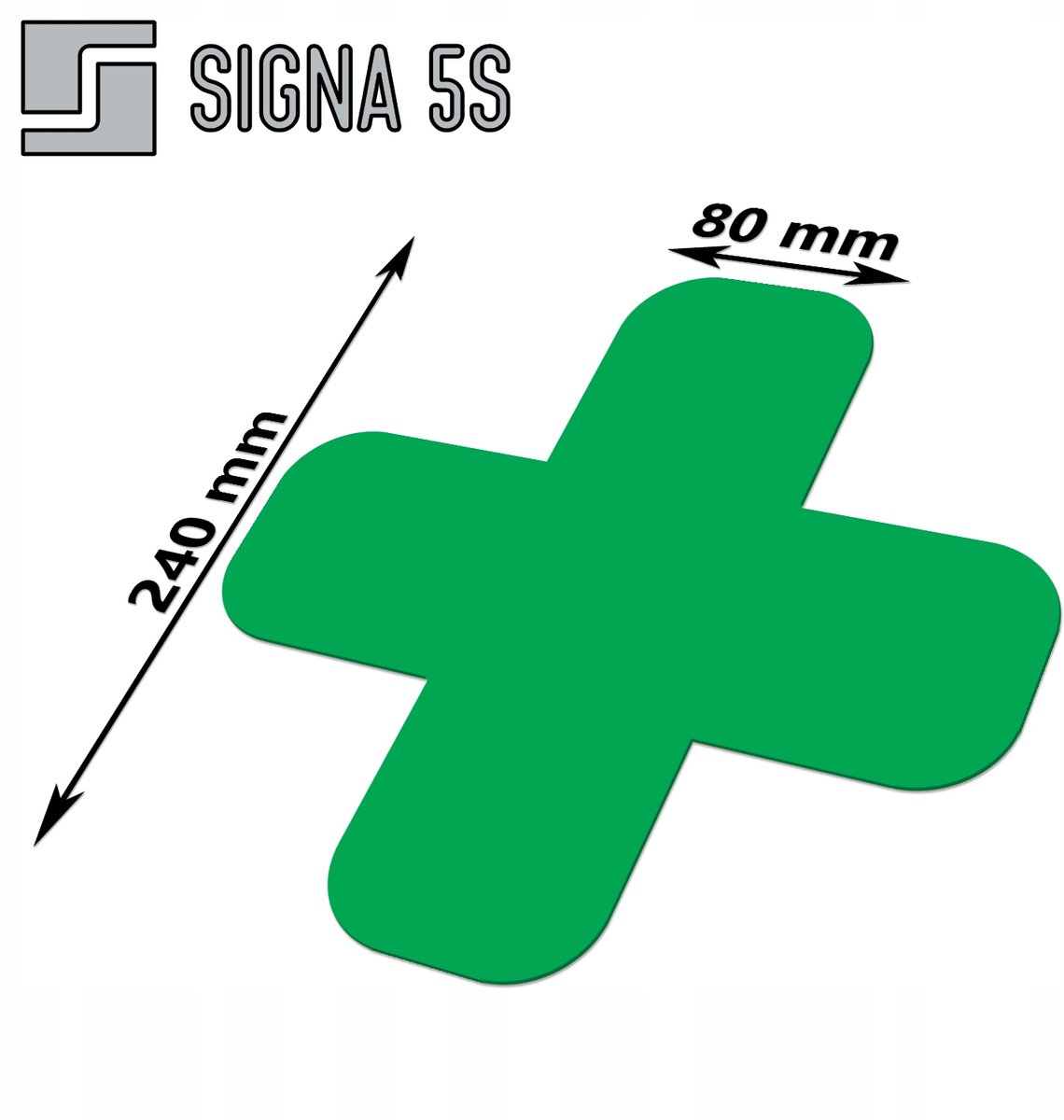 SIGNA 5S Vloermarkering X-vorm, groen, 240x240mm