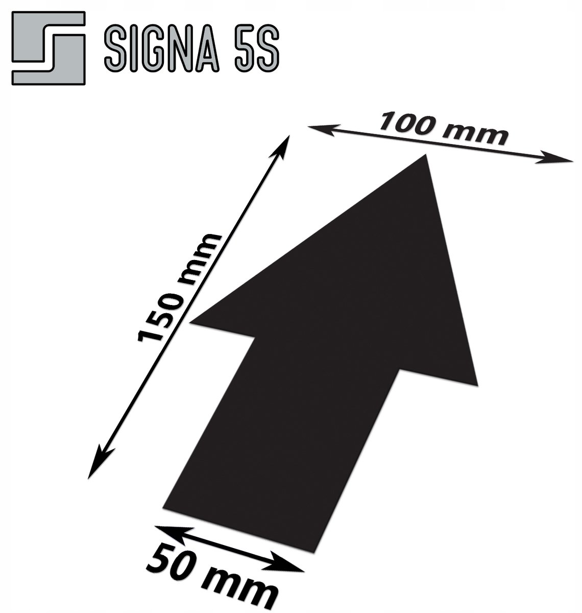 SIGNA 5S Vloermarkering Pijl Zwart 100x150mm