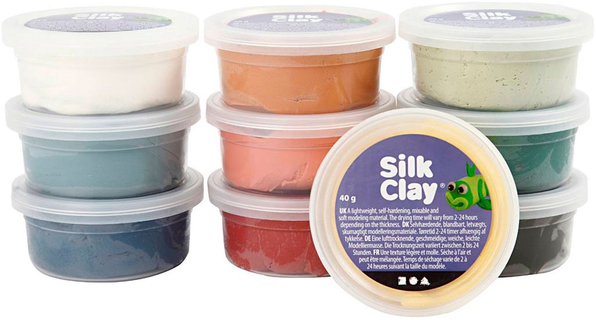 Silk Clay Boetseerklei Set - Zelfhardende Klei - Luchtdrogende Klei - Dusty Colours - DIY Klei - 10x40 g — afbeelding 2