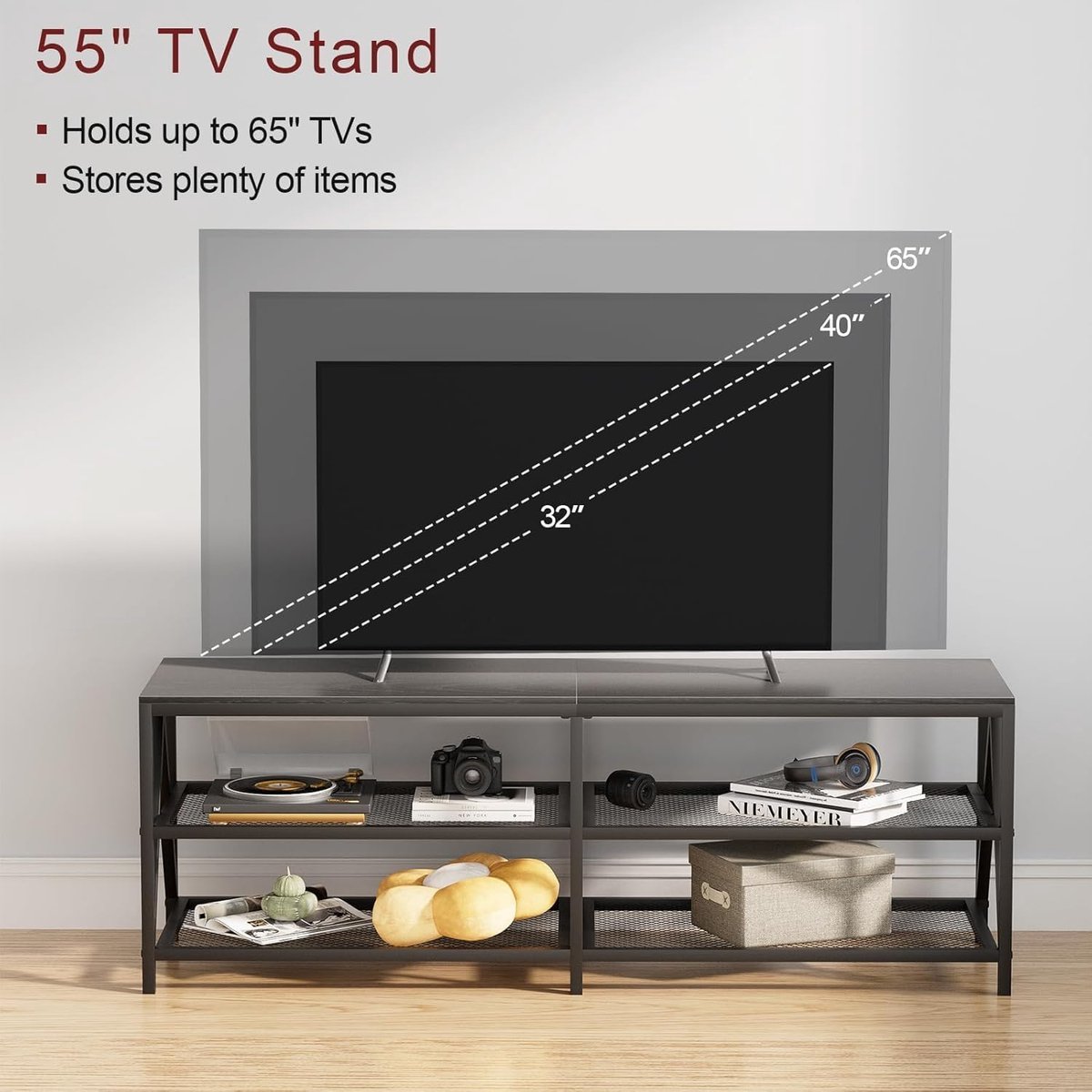 Industriële tv-kast 140 cm voor - Zwart - cm voor televisies tot 65 - Medahomestore