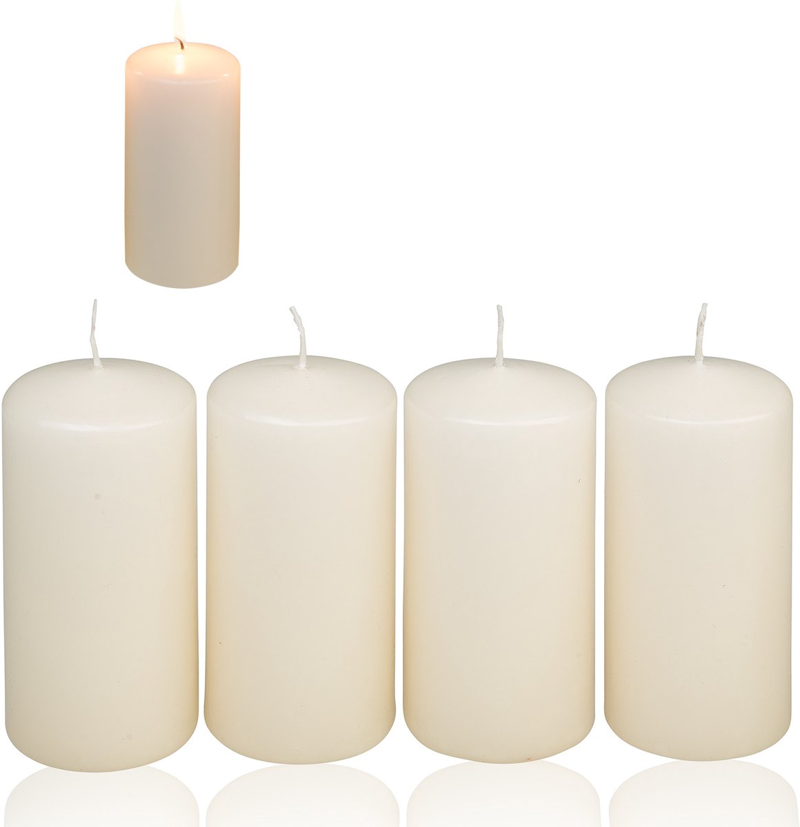 Candelo 4-delige set stompkaarsen Kerst Ambiente kaarsen – champagne – 4,8 cm x 8 cm – advent kerstdecoratie – kerstkaarsen voor adventskrans