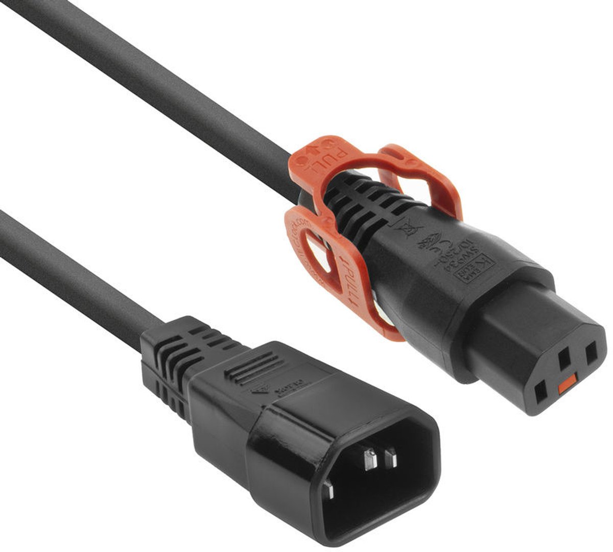IEC Lock+ C13 - C14 stroomkabel voor UPS/PDU | 3x 1,00mm | zwart | 2 meter