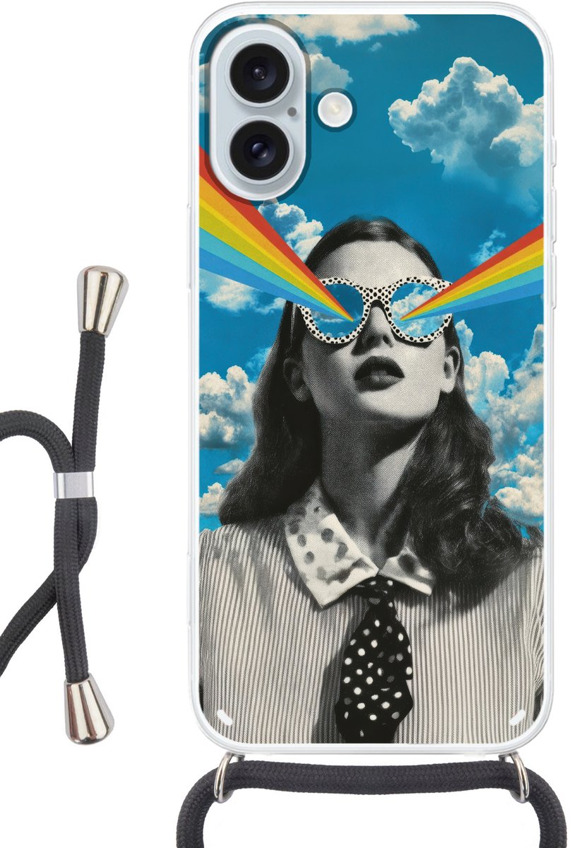 Vrouw - Bril - Regenboog - Wolken