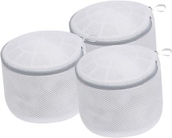 Waszakken - 3 Stuks - Wasnetten - Polyester - Bescherm je Wasgoed en Wasmachine - Netwaszakken - Waszakjes met Rits - Wasnetje - Wassorteerder - Verpakkingskubussen - Reisorganisator - Geschikt voor intiem ondergoed - 15*17cm - Grijs/Wit