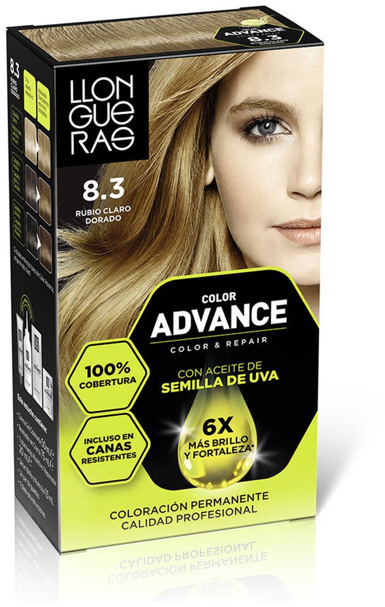 Permanente kleur Llongueras COLOR ADVANCE Nº 8,3-Rubio Claro Dorado
