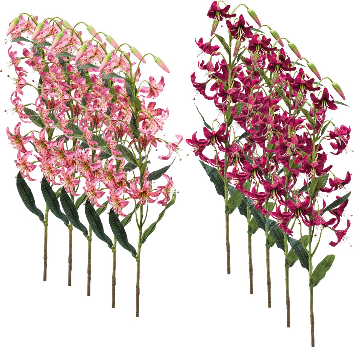 Emerald - Kunstbloem Lelie Roze 80cm - Set van 10 - Kunstplant voor binnen